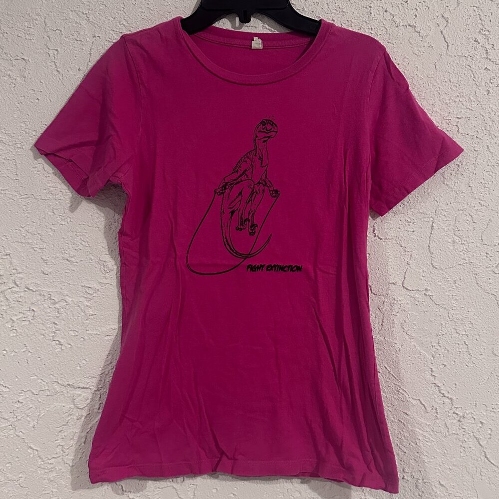 Kenzai Women’s Flashy Fuchsia Pink Dinosaur T-Shirt Size S